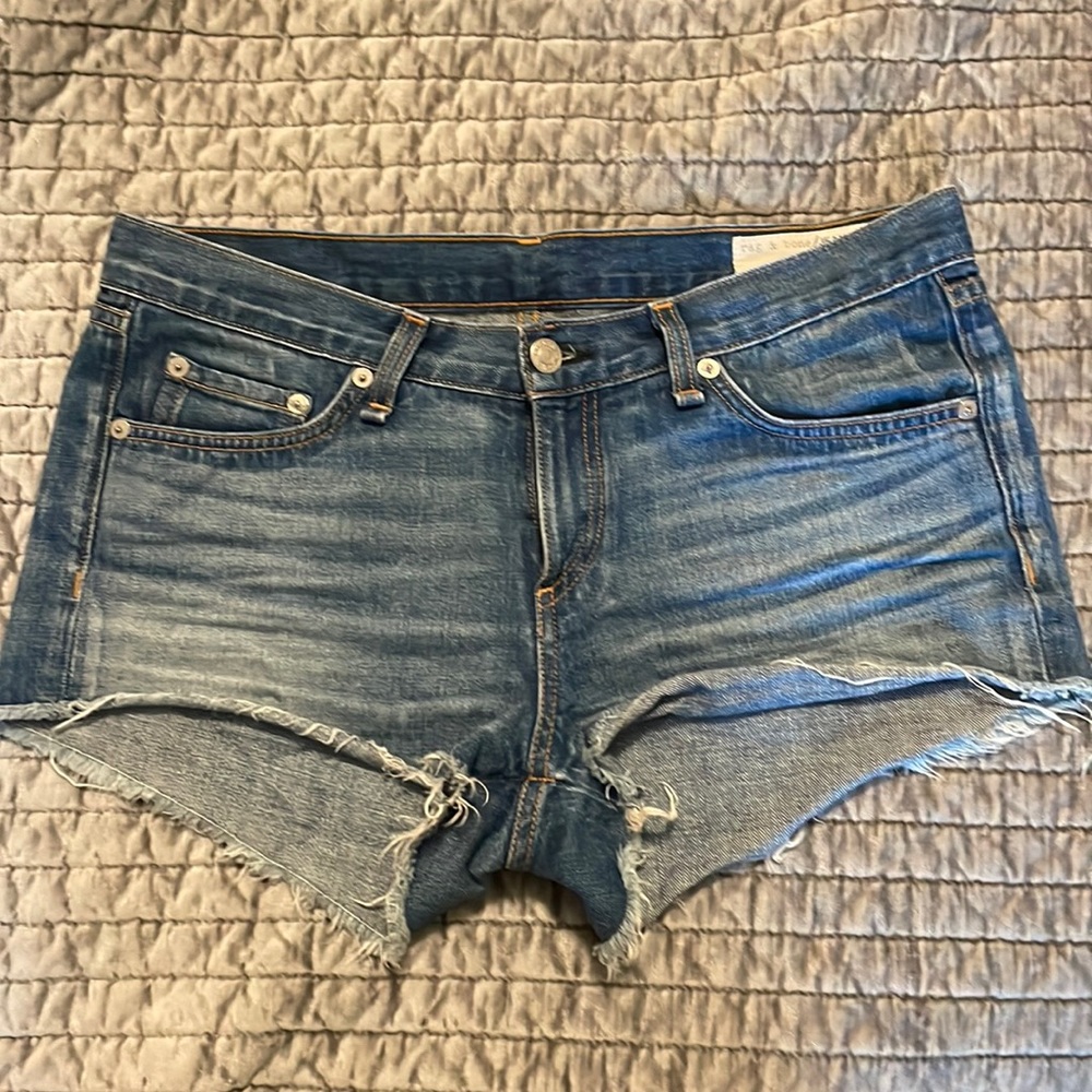 Rag and Bone Distressed Blue Denim Shorts 26